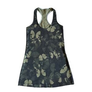 Lululemon Cool Racerback Biggie So Fly Fatigue Green Butterfly Tank Top Womens 4